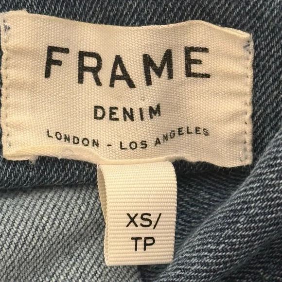 FRAME Denim Jean Romper Short Sleeve Belted Blue Jumpsuit Pleated Front Pockets - Picture 6 of 8